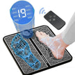 Vibrating mat with digital controller and foot on a white background