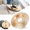 Gold grinding disc being used on a surface with close-up details.