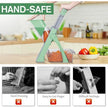 Vegetable chopper with safety features shown in a kitchen setting