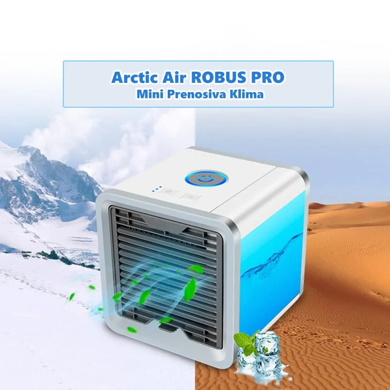Portable air conditioner with mountain and desert background