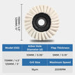 Flap disc with specifications on a white background