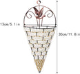 Decorative wall planter with bird design, measurements indicated.