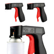 Three spray guns with black and red handles on a white background