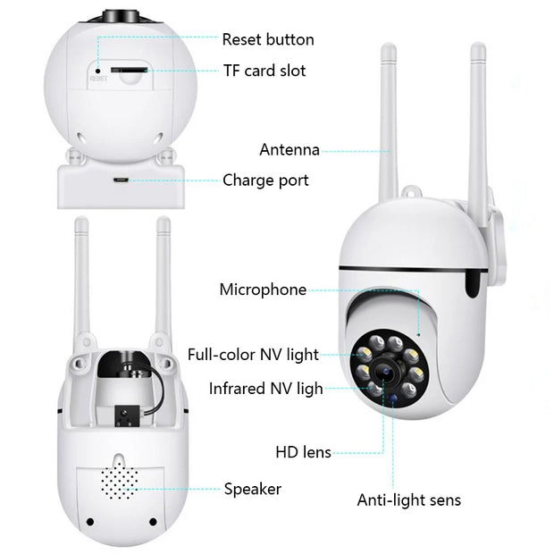8MP Wifi IP Wireless Security Surveillance PTZ Camera 4X Zoom Cameras Tracking Two-way Audio HD Night Color Cam