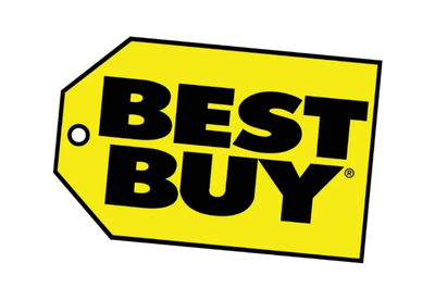 Best Buy logo on a yellow price tag with black text