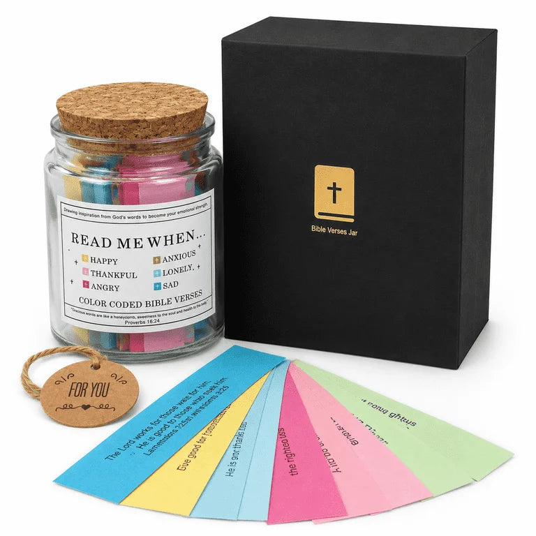 Bible Versus Jar in Premium Gift Box on white background