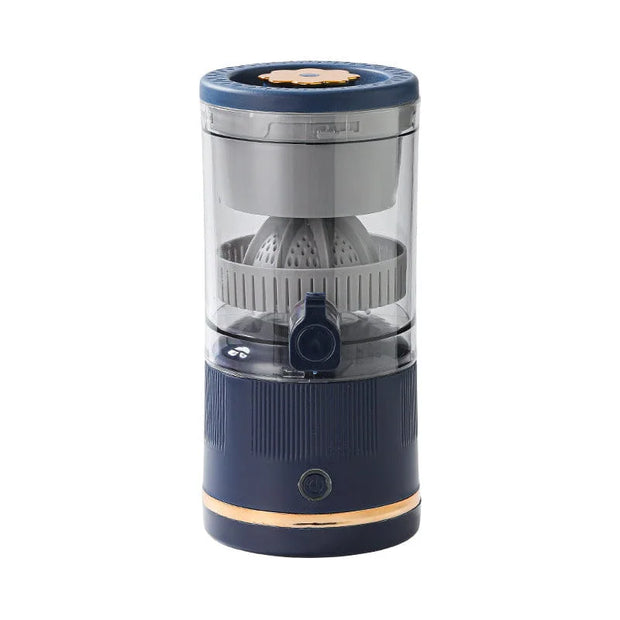 Navy blue and clear kitchen appliance on a white background