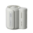 WindForce Pro waist fan securely clipped to a belt for hands-free outdoor cooling in White color.