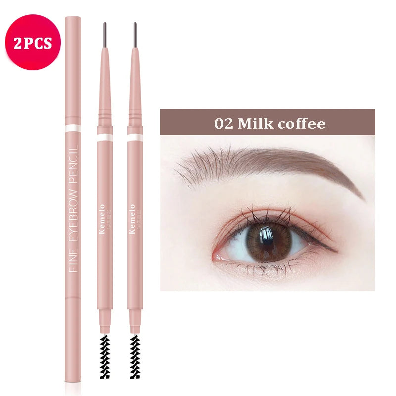 1.5mm Ultra Fine Double-Ended Eyebrow Pencil Automatic Rotating Natural Waterproof Long Lasting Professional Eyebrow Pen Makeup