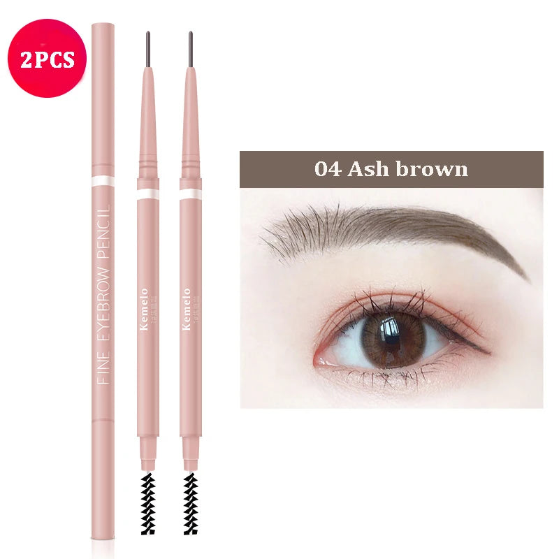 1.5mm Ultra Fine Double-Ended Eyebrow Pencil Automatic Rotating Natural Waterproof Long Lasting Professional Eyebrow Pen Makeup