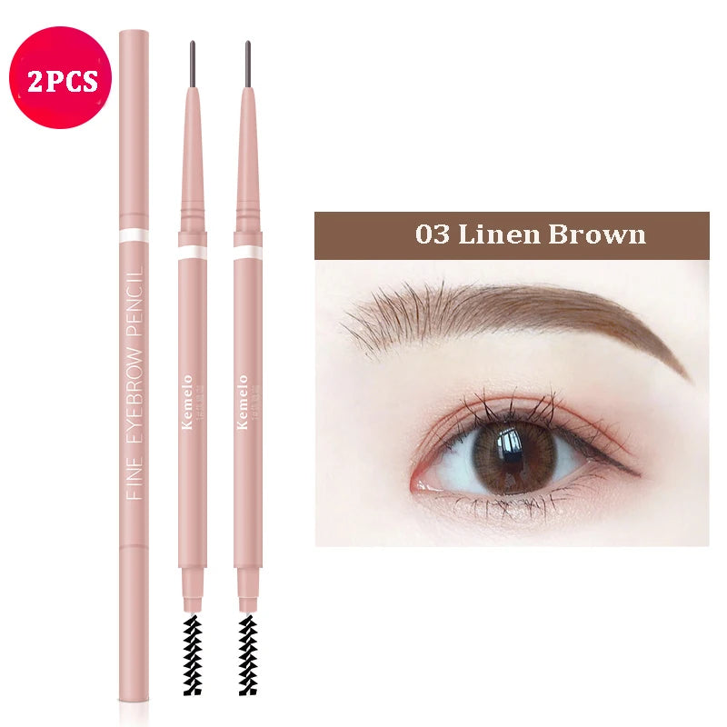 1.5mm Ultra Fine Double-Ended Eyebrow Pencil Automatic Rotating Natural Waterproof Long Lasting Professional Eyebrow Pen Makeup