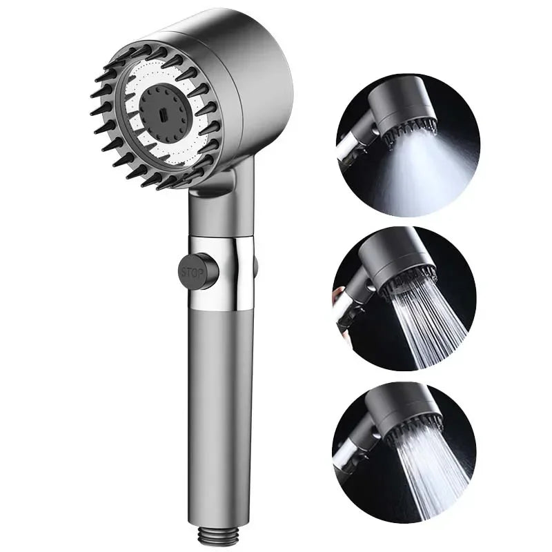 High Pressure Strong Current Shower Head Water Saving Shower with Water Filter 3 Mold Knobs Controllable Hand Shower Bathroom