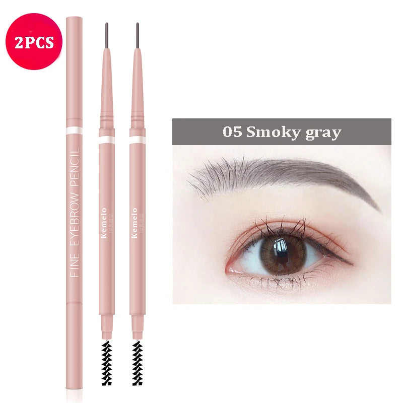 1.5mm Ultra Fine Double-Ended Eyebrow Pencil Automatic Rotating Natural Waterproof Long Lasting Professional Eyebrow Pen Makeup