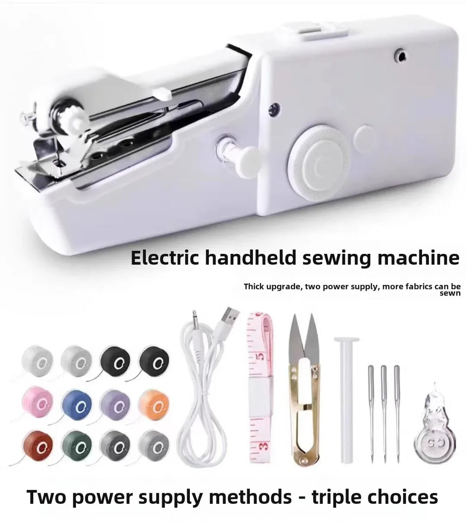 Handheld Rope-free Electric & Manual Sewing Machine Quick Build DIY Apparel Supplies for Arts Crafts Home Garden Embroidery