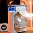 Portable air cooler with digital display on a blurred background