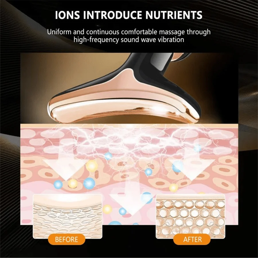 Neck Facial Lifting Device EMS Microcurrent LED Photon Therapy Vibration Face Massager Anti Wrinkles Tightening Skin Care Tools