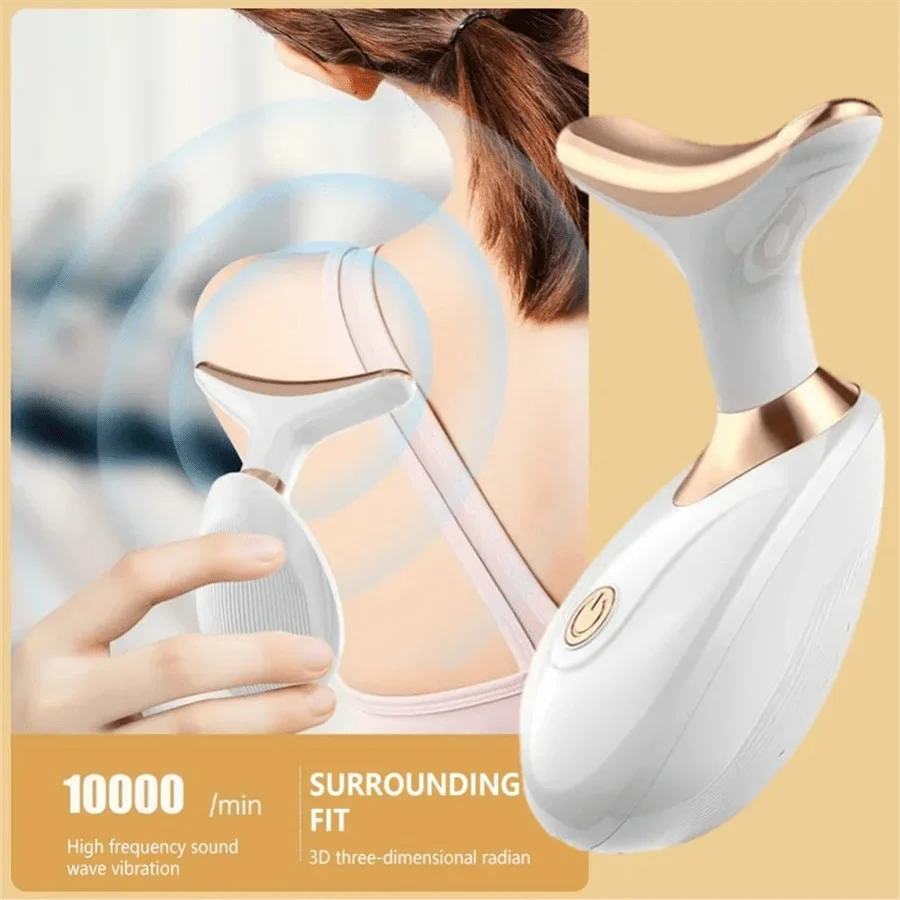 Neck Facial Lifting Device EMS Microcurrent LED Photon Therapy Vibration Face Massager Anti Wrinkles Tightening Skin Care Tools
