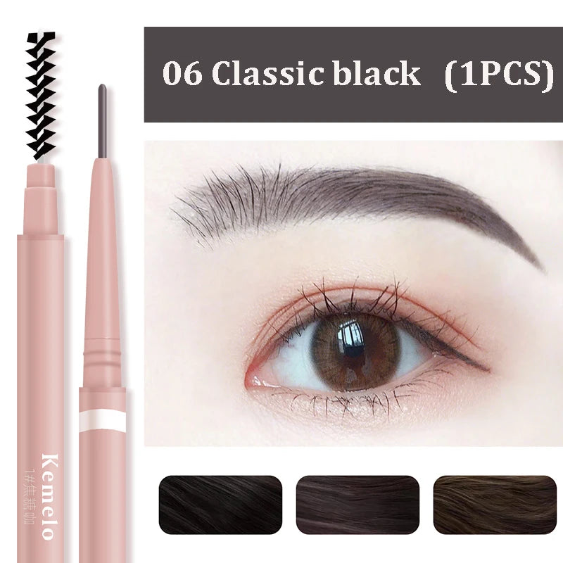 1.5mm Ultra Fine Double-Ended Eyebrow Pencil Automatic Rotating Natural Waterproof Long Lasting Professional Eyebrow Pen Makeup