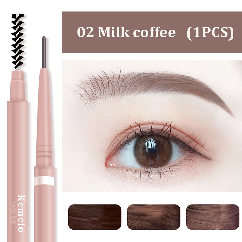 1.5mm Ultra Fine Double-Ended Eyebrow Pencil Automatic Rotating Natural Waterproof Long Lasting Professional Eyebrow Pen Makeup