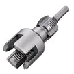 Metal drill bit on a white background