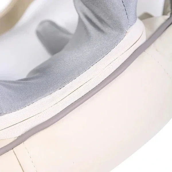 Close-up of a gray sock on a white background