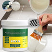 Polyurethane waterproof coating being applied with a brush on a surface.