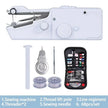 Sewing machine set with thread, needle, and other accessories on a white background
