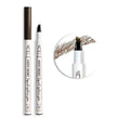 Two eyebrow pens with a close-up of an applied brow on a white background