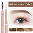 Eyebrow pencil with an eye and color swatches on a white background