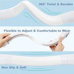 White adjustable headband with text highlighting features on a light blue background