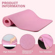 Pink yoga mat with features highlighted on a pink background