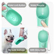 Green pet water bottle with features highlighted on a white background