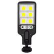 Black outdoor flood light with LED panel on a white background