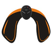 Black and orange neck massager with remote control on a white background
