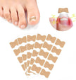 Foot care product with adhesive patches and a close-up of a foot with a bandage.