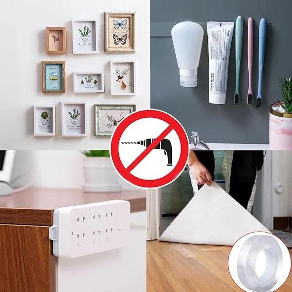 Collage of various products including framed pictures, a light bulb, toothbrushes, a hand holding a white sheet, and a power strip.