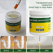 Waterproofing compound jar with application process and before/after results shown.