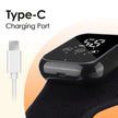 Black electronic device with Type-C charging port on a white background