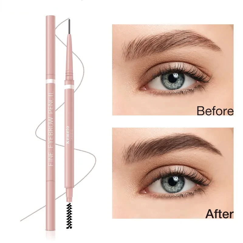 Eyebrow pencil with 'Before' and 'After' effects on eyebrows