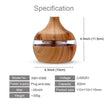 Wooden diffuser with dimensions and specifications on a white background