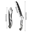 Folding saw with measurements on a white background