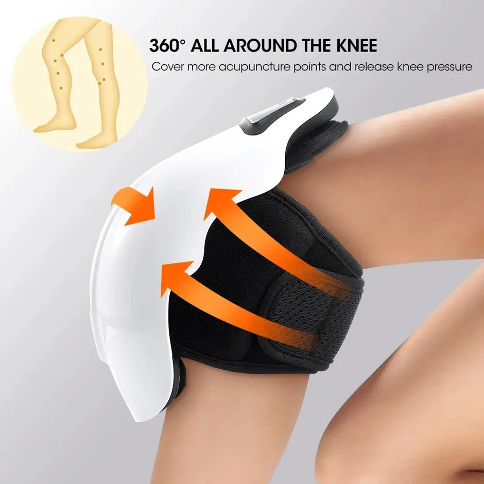 Knee brace with 360-degree coverage on a gray background
