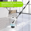 Floor cleaning machine with text indicating upgraded 25W version and speed of 400 rpm on a tiled floor.
