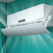 White air conditioner on a teal background