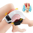 Electromagnetic therapy device on a knee with close-up of knee anatomy.